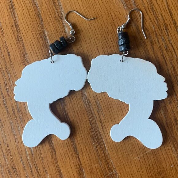 Pierced Earrings Exaggerated Fishhook Wood Lightweight Earrings Exotic Woman - Picture 4 of 6